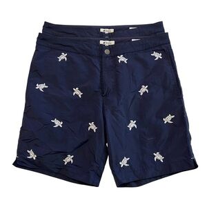 Men's Navy Swim Shorts with Turtle Print waist 32 S
